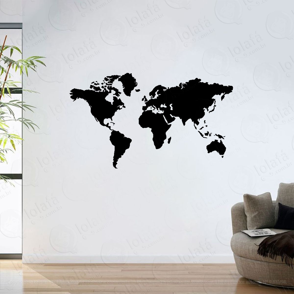 Adesivo Parede Sala Decorativo Mapa Mundi Grande Mod:6206