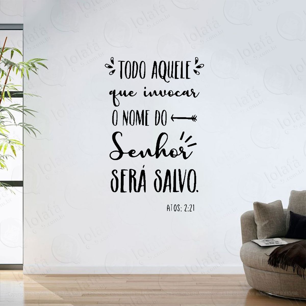 Adesivo Parede Sala Nome Do Senhor Versículo Atos 2:21 Mod:6252