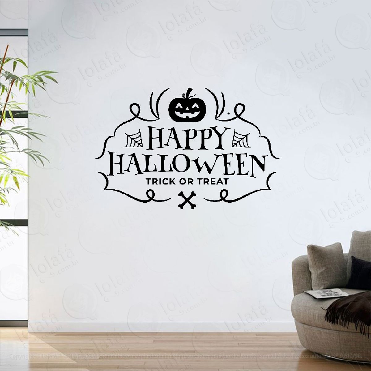 Adesivo Parede Sala Vitrine Halloween Dia Das Bruxas Mod:6264