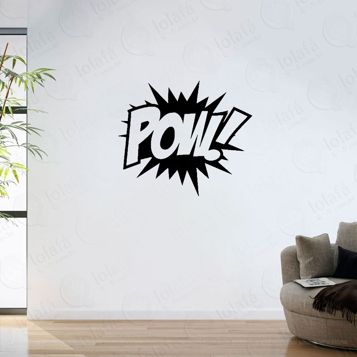 Adesivo Parede Sala Balão Quadrinhos Pow! Mod:6267