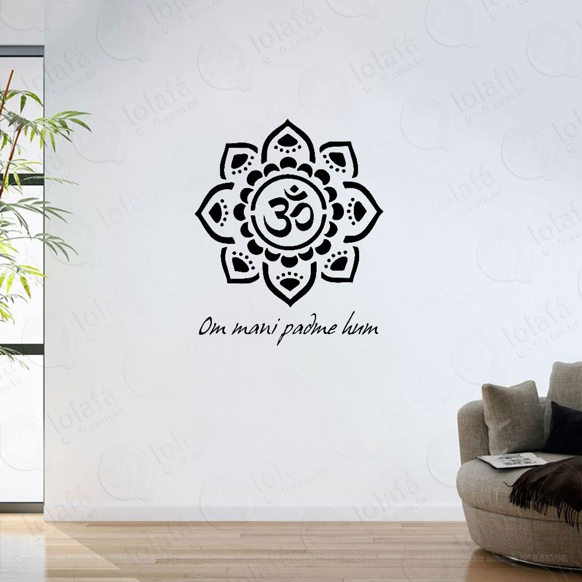 Adesivo Parede Sala Mandala Om Mani Padme Hum Mod:6277