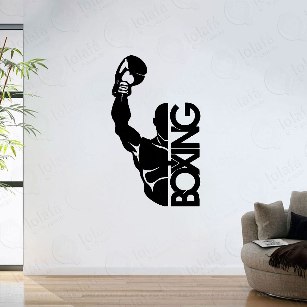 Adesivo Parede Sala Boxing, Boxe Esporte Mod:6283