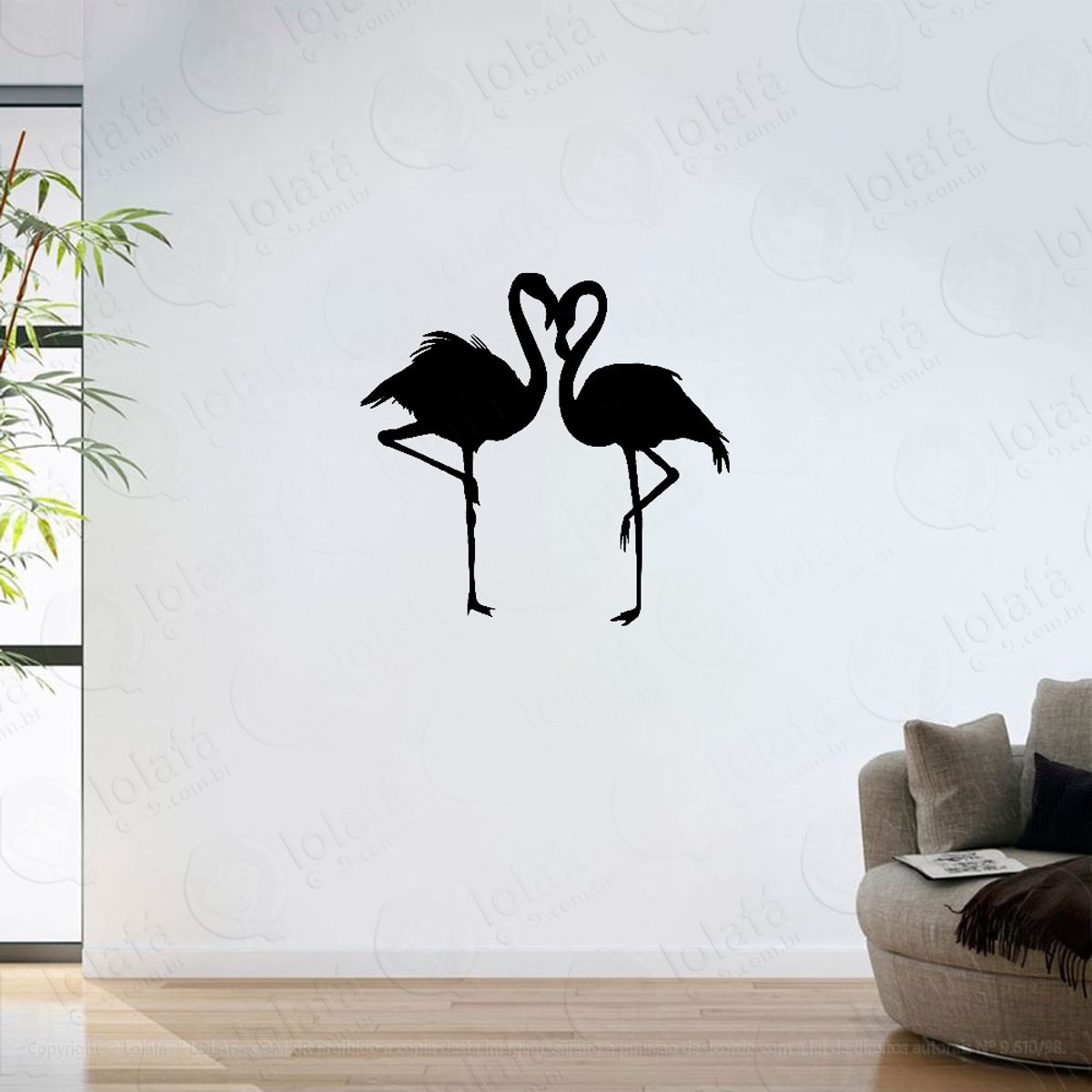 Adesivo Parede Sala Casal De Flamingos Mod:6289