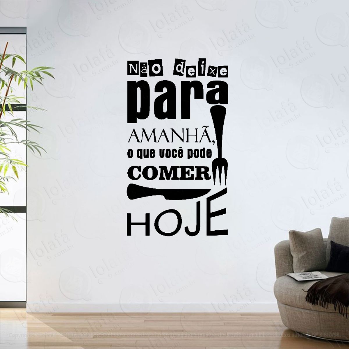 Adesivo Parede Lanchonete Restaurante Frase Comer Hoje Mod:6294