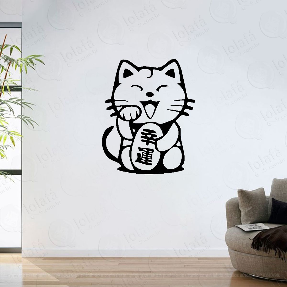 Adesivo Parede Sala Maneki Neko Gato Da Sorte Mod:6298