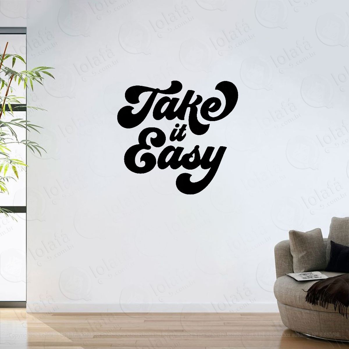 Adesivo Parede Sala Frase Take Easy Mod:6325