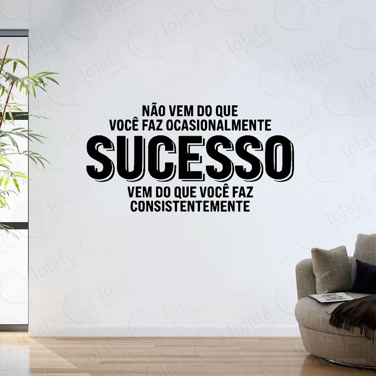 Adesivo Parede Sala Frase Sucesso Escritório Mod:6329