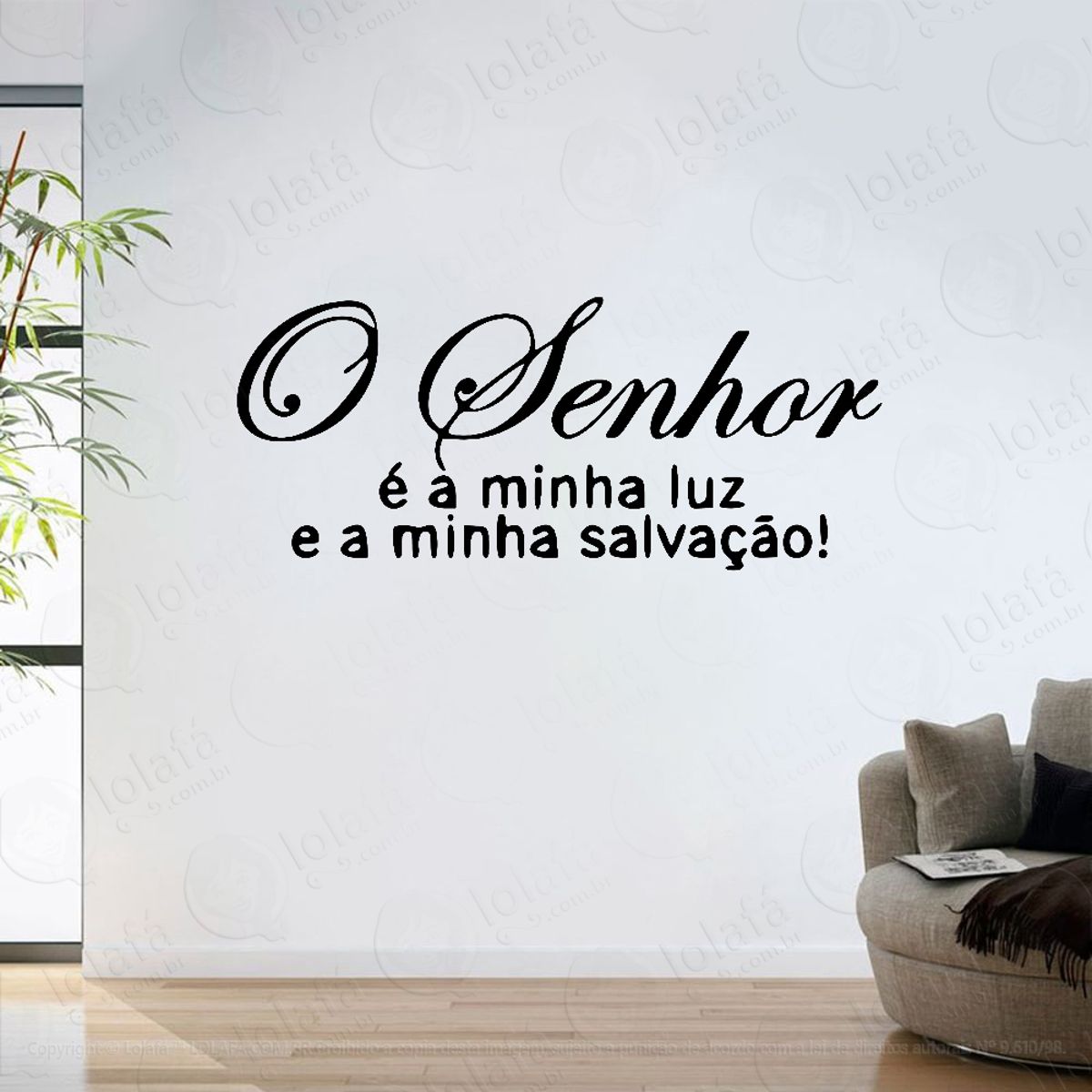 Adesivo Parede Sala Frase O Senhor É Minha Luz E Salvação Mod:6331