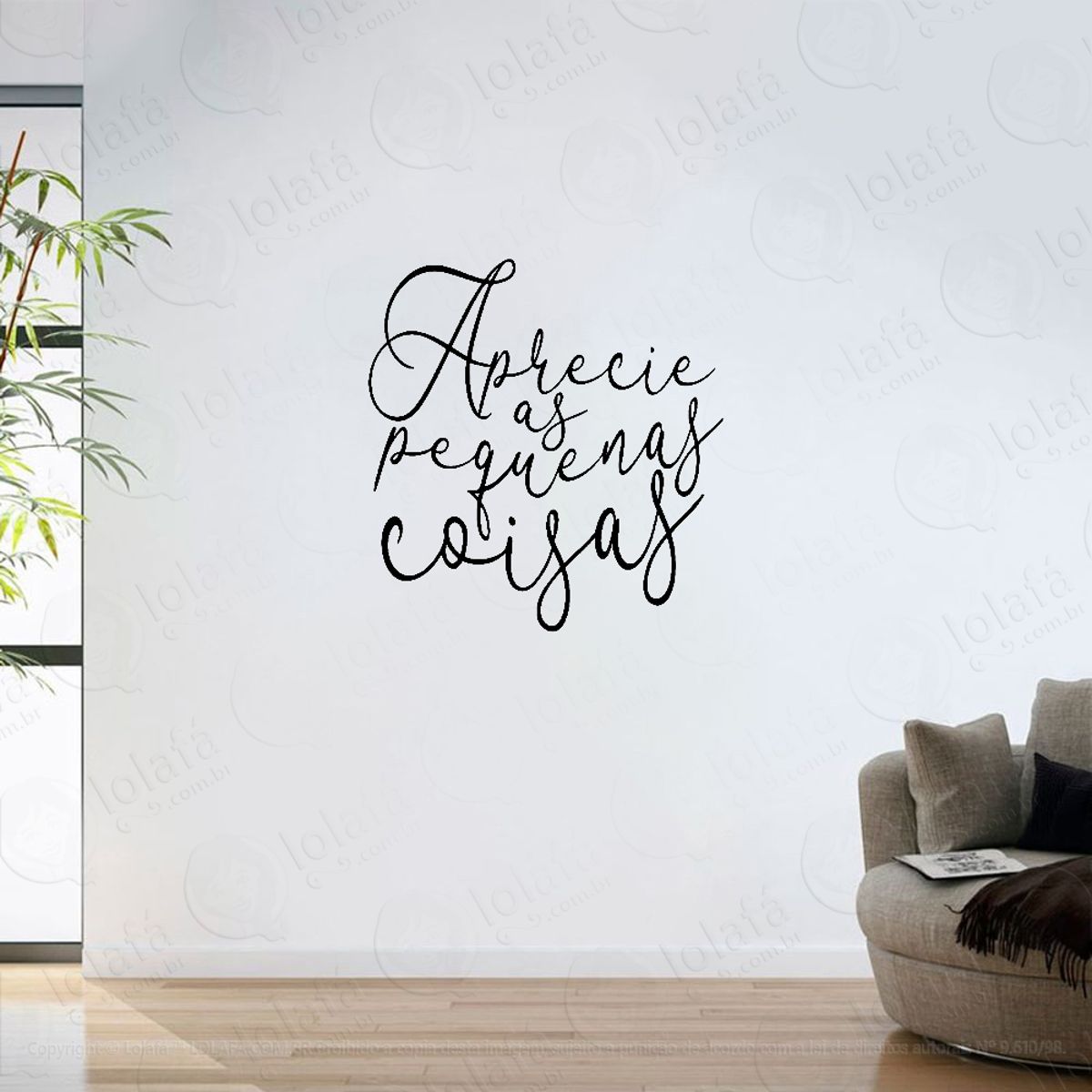 Adesivo Parede Sala Frase Aprecie Pequenas Coisas Mod:6340