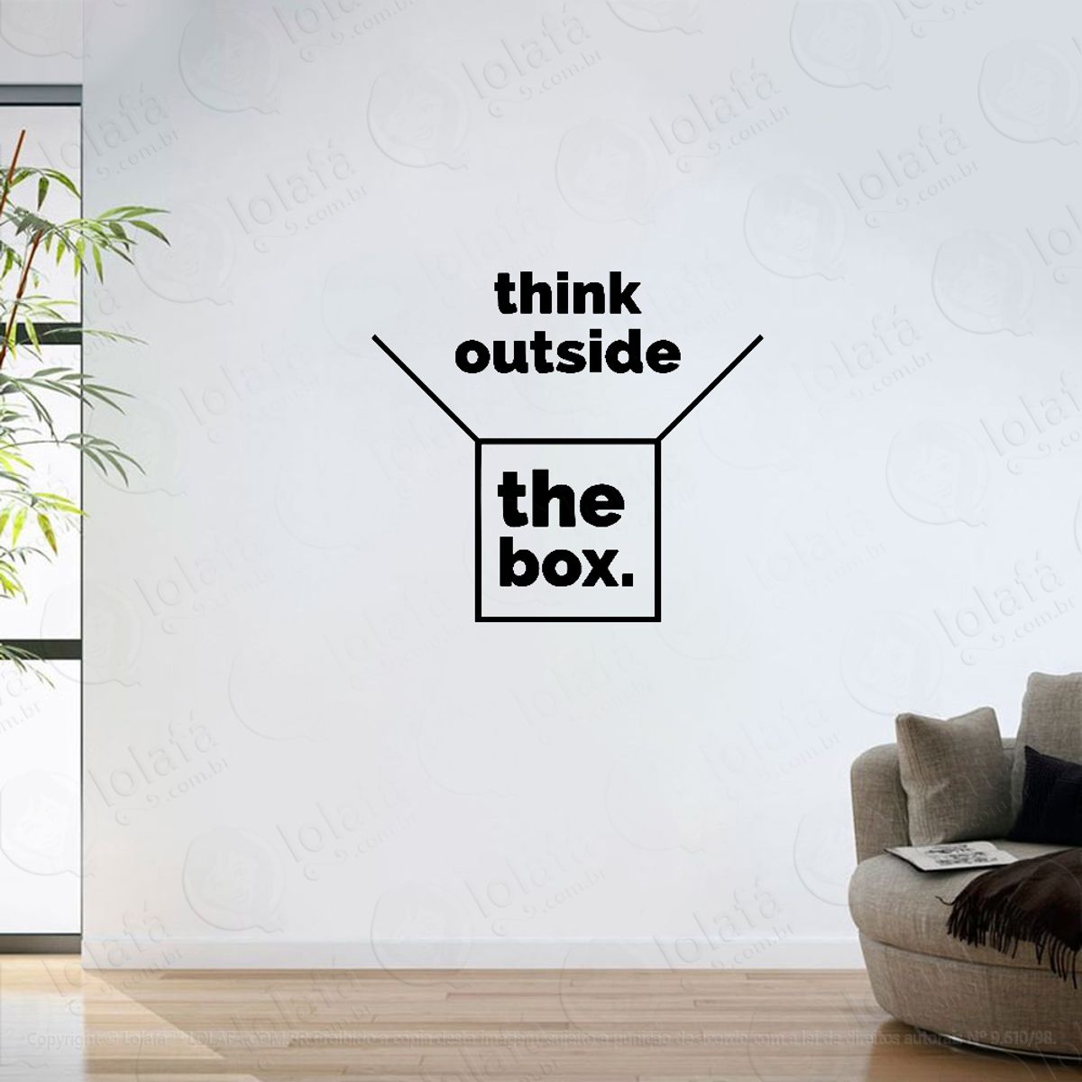 Adesivo Parede Sala Frase Think Outside The Box Mod:6346