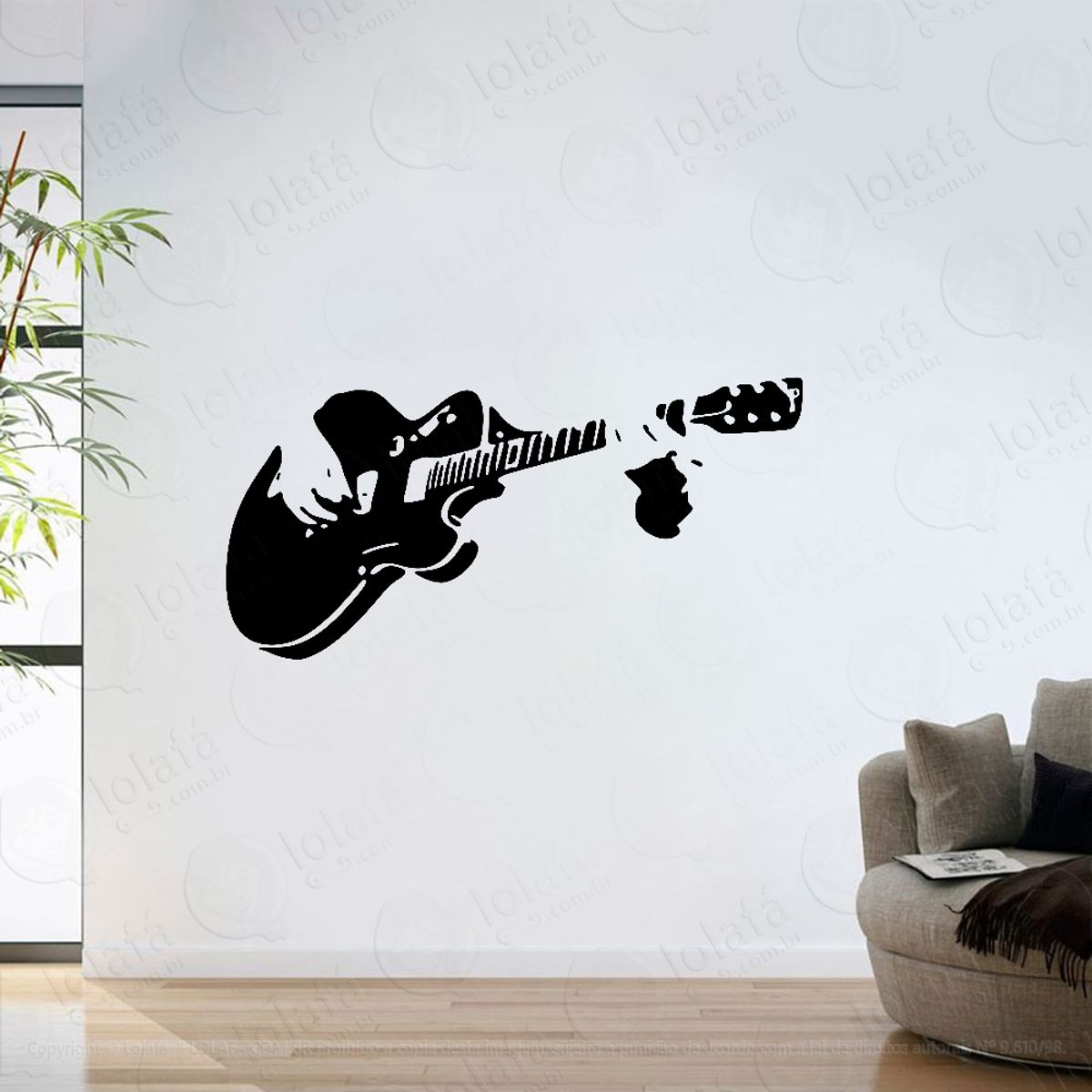 Adesivo Parede Sala Guitarra Música Guitarrista Rock Mod:6372