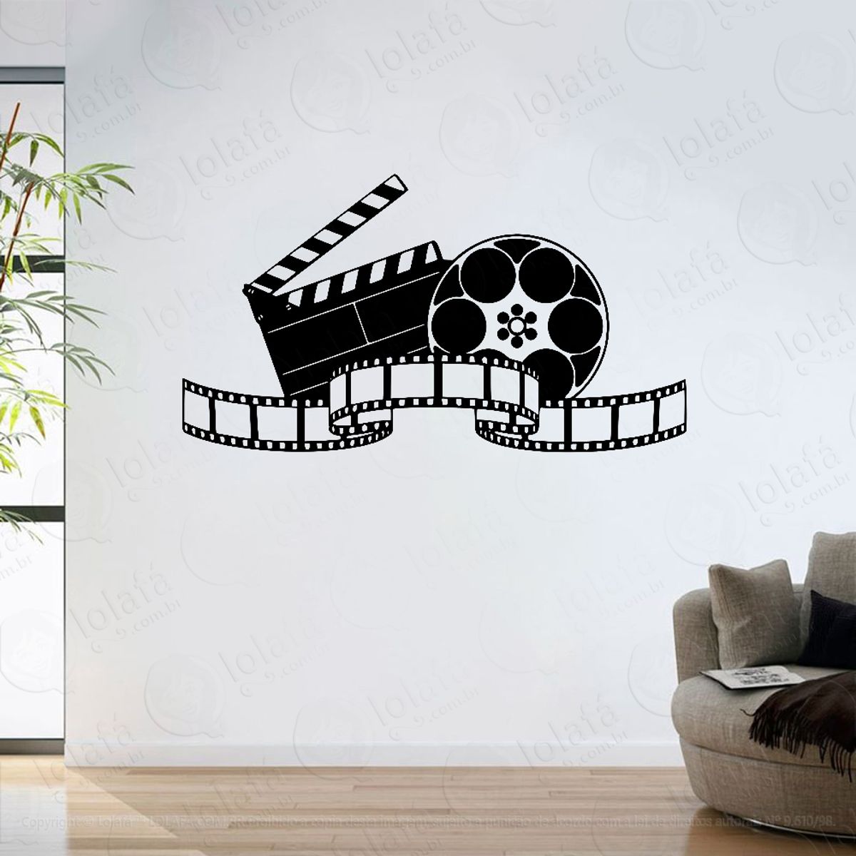 Adesivo Parede Sala Claquete Rolo De Filme Cinema Mod:6376