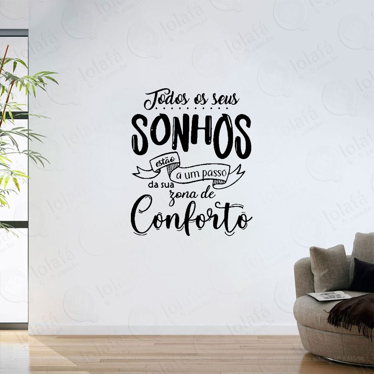 Adesivo Parede Sala Frases De Parede Realize Seus Sonhos Mod:6377