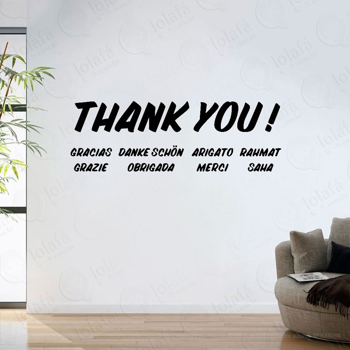 Adesivo Parede Frase Inglês Thank You Escola Idiomas Mod:6384
