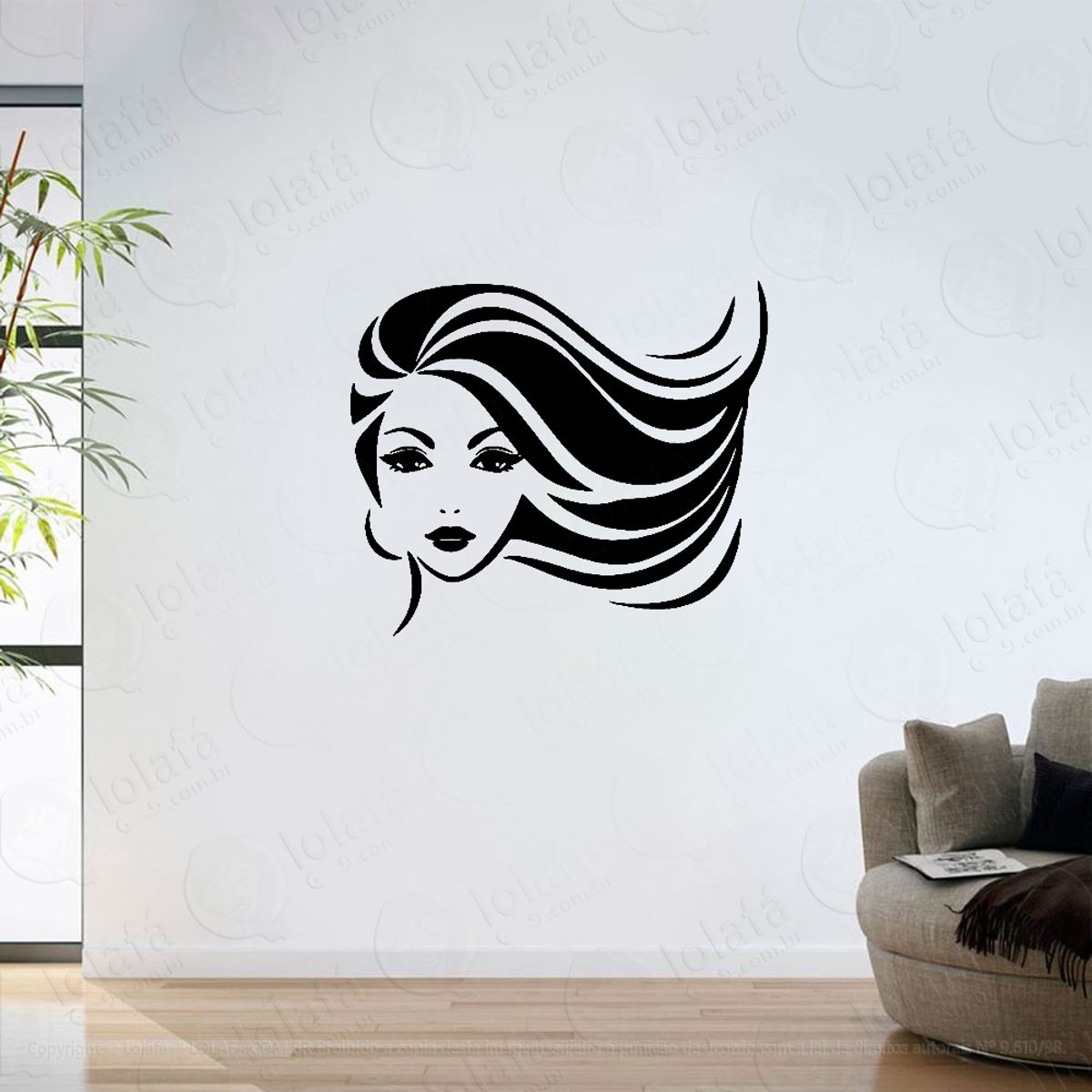 Adesivo Parede Sala Cabeleireiro Cabelo Mulher Mod:6398