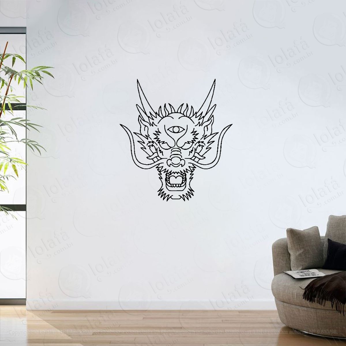 Adesivo Parede Sala Face Dragão Chinês Mod:6399