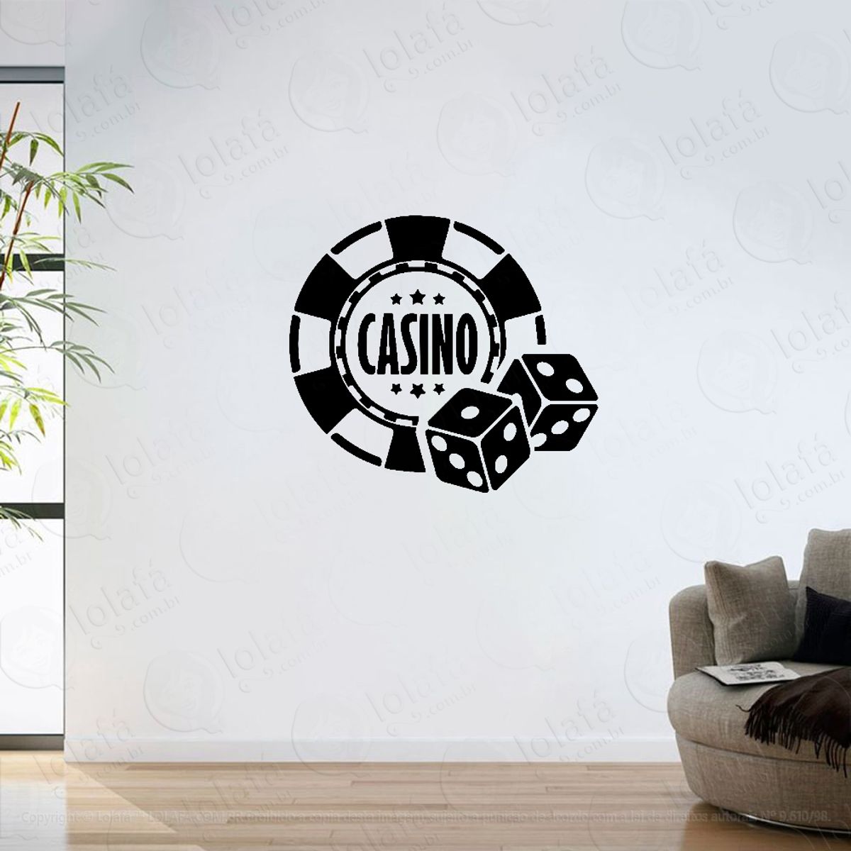 Adesivo Parede Sala Cassino Sala De Jogos Mod:6406
