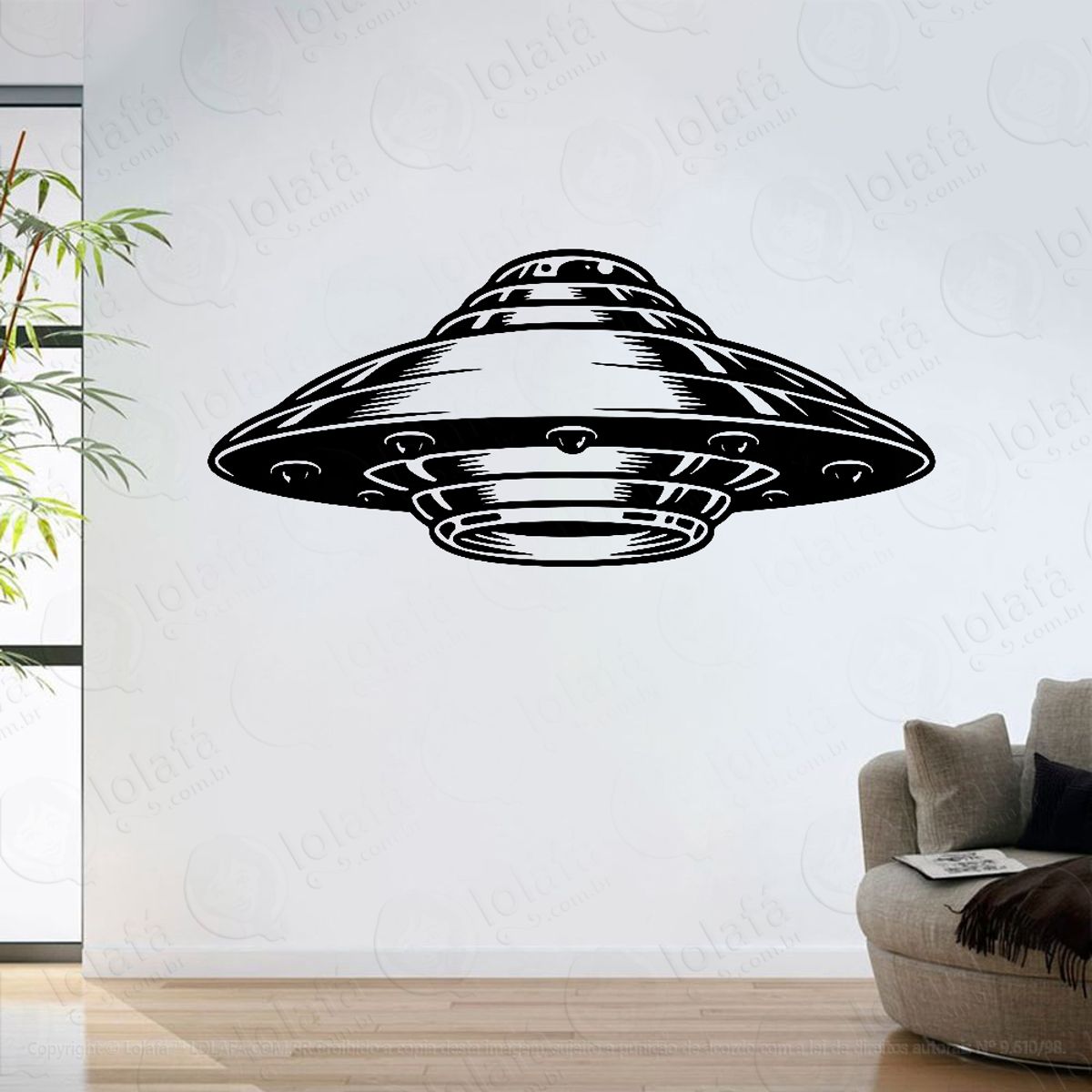 Adesivo Parede Sala Disco Voador Ovni Ufo Mod:6412