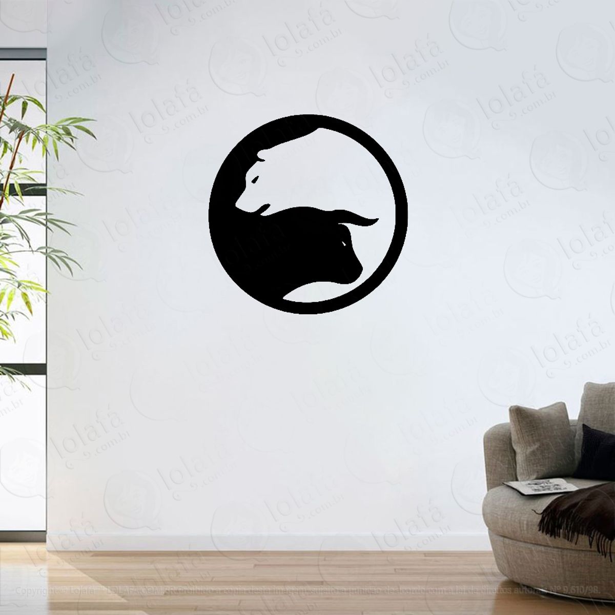 Adesivo Parede Sala Stocks Yin Yang Bolsa Valores Mod:6416