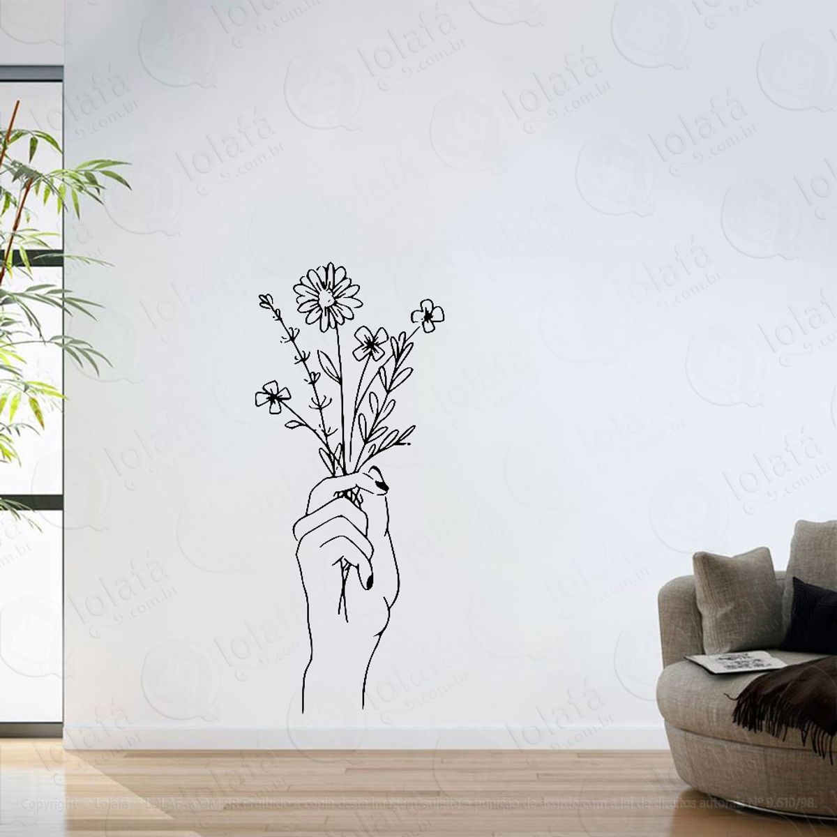 Adesivo Parede Sala Ramos De Flores Mod:6420