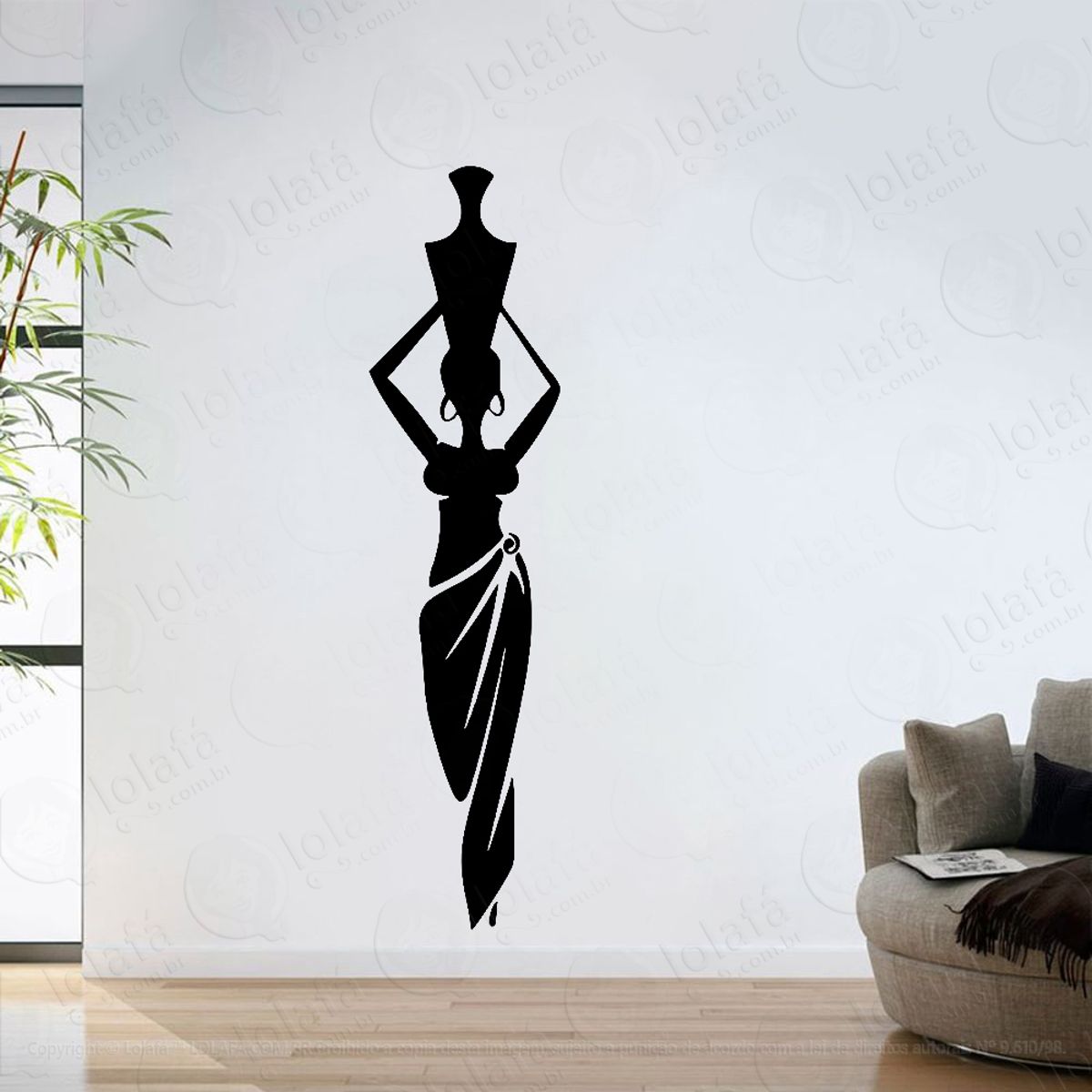 Adesivo Parede Sala Vaso Mulher Cultura Negra Africana Mod:6424
