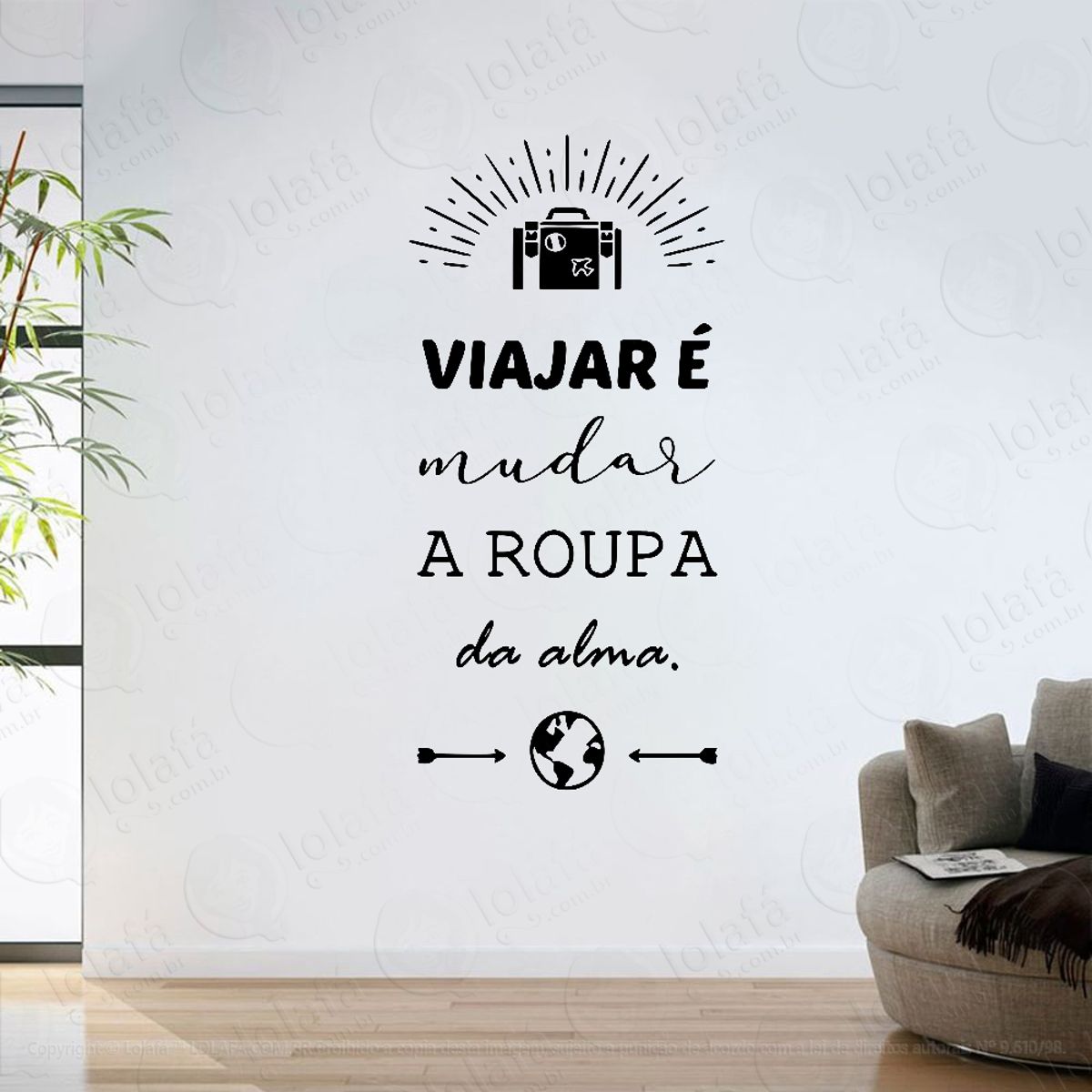Adesivo Parede Sala Frase Viajar É Mudar A Roupa Da Alma Mod:6437