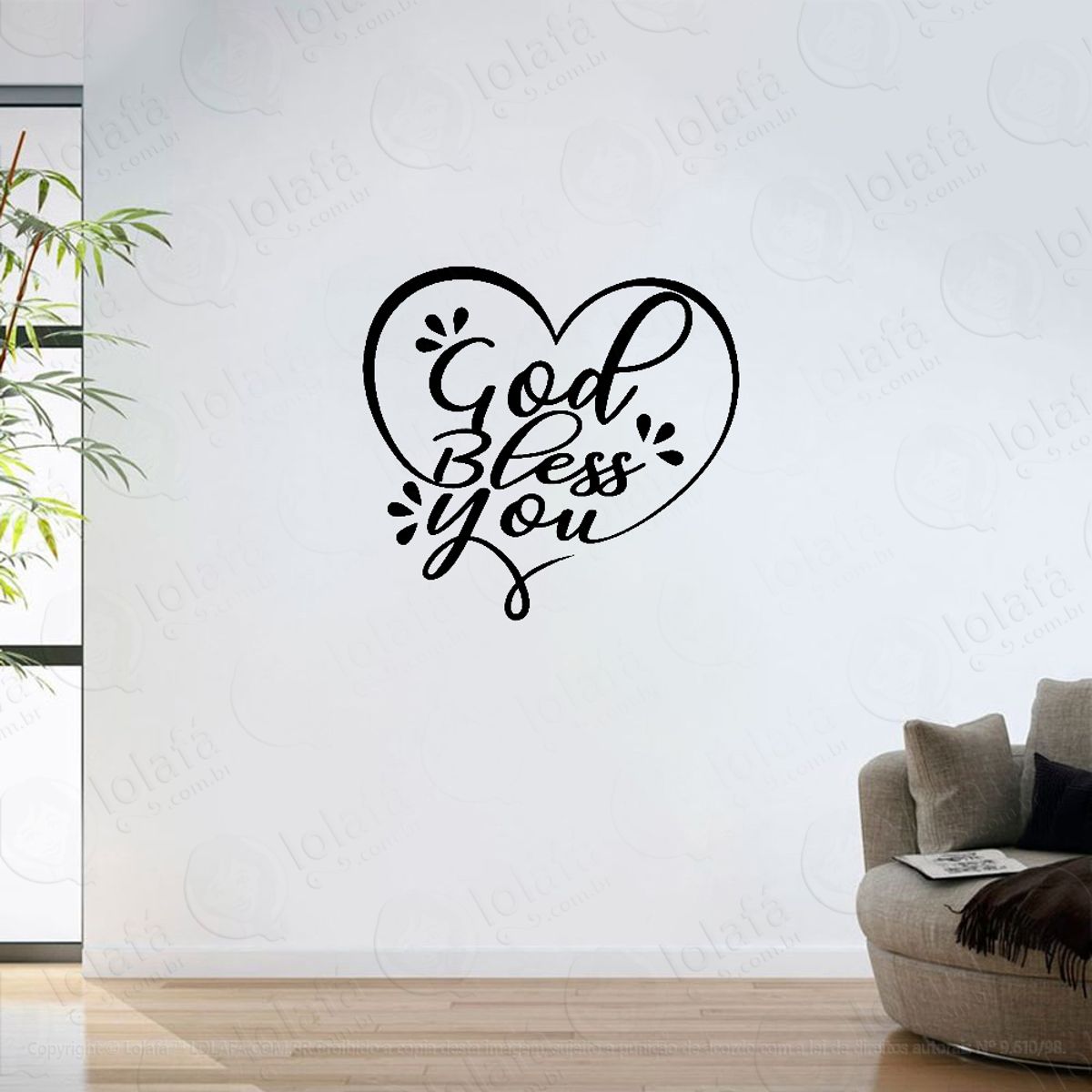 Adesivo Parede Sala Frase God Bless You Mod:6443