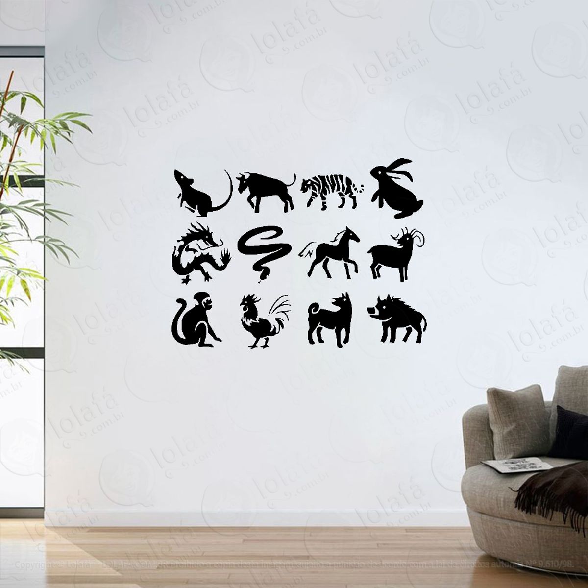 Adesivo Parede Sala Horóscopo Chinês Animais Mod:6445
