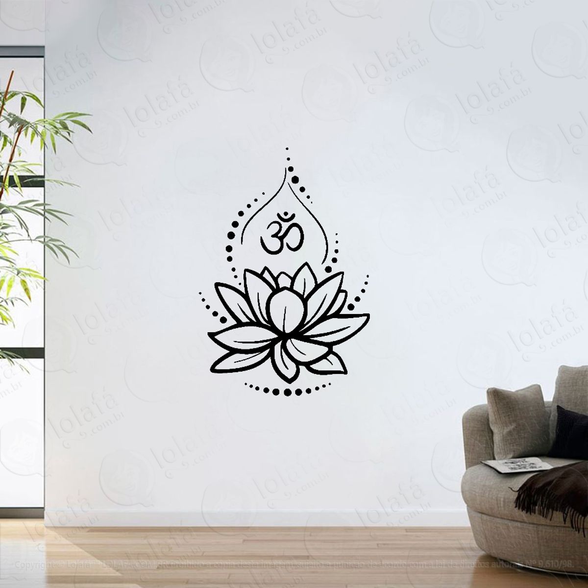Adesivo Parede Sala Flor De Lótus Om Mod:6448