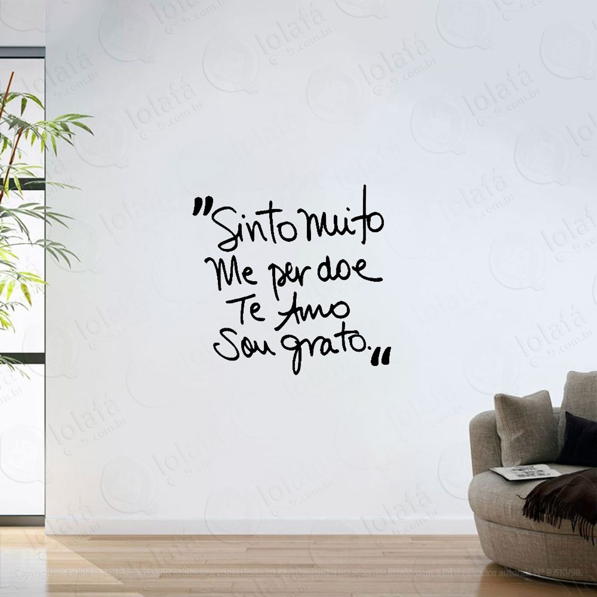 Adesivo Parede Sala Hooponopono Sinto Muito Me Perdoe Mod:6450