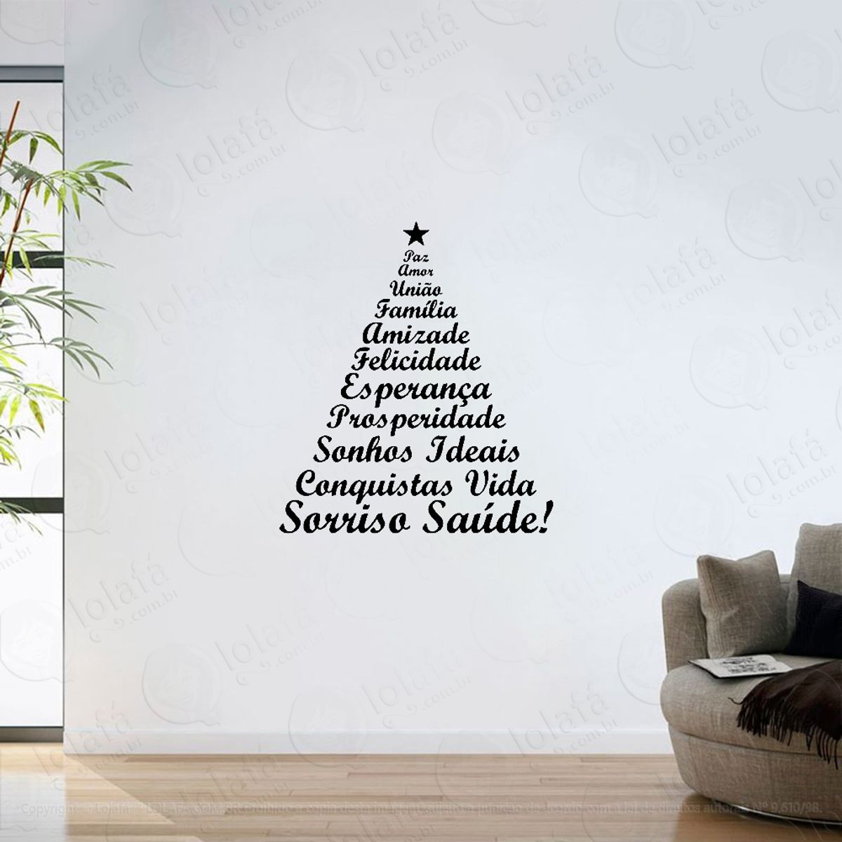 Adesivo Parede Sala Decorativo De Natal Árvore Dos Desejos Mod:6461