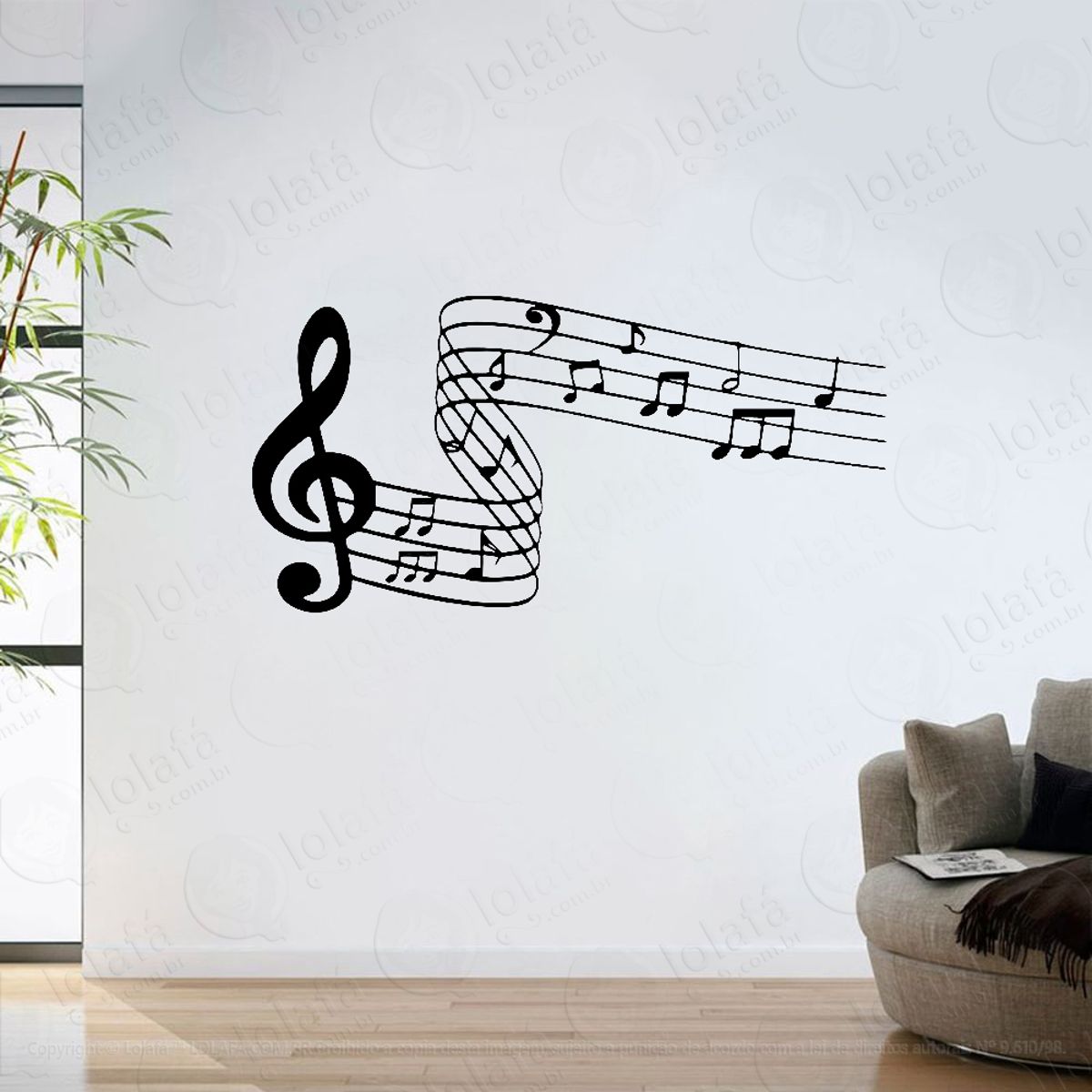 Adesivo Parede Sala Decorativo Escola Música Notas Mod:6463