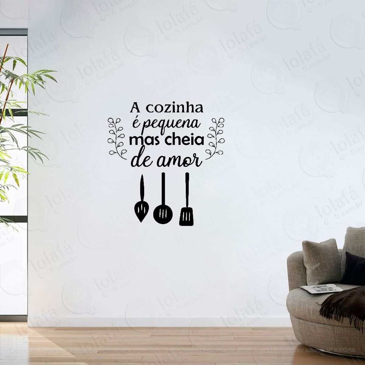 Adesivo Parede Cozinha Pequena Mas Cheia De Amor Decorativo Mod:6467