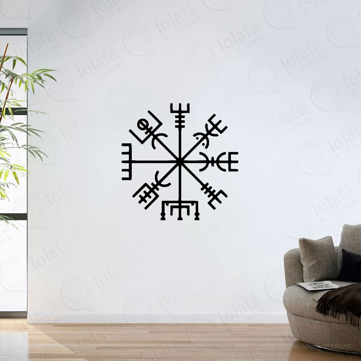 Adesivo Parede Sala Mitologia Bússola Viking Compass Mod:6475