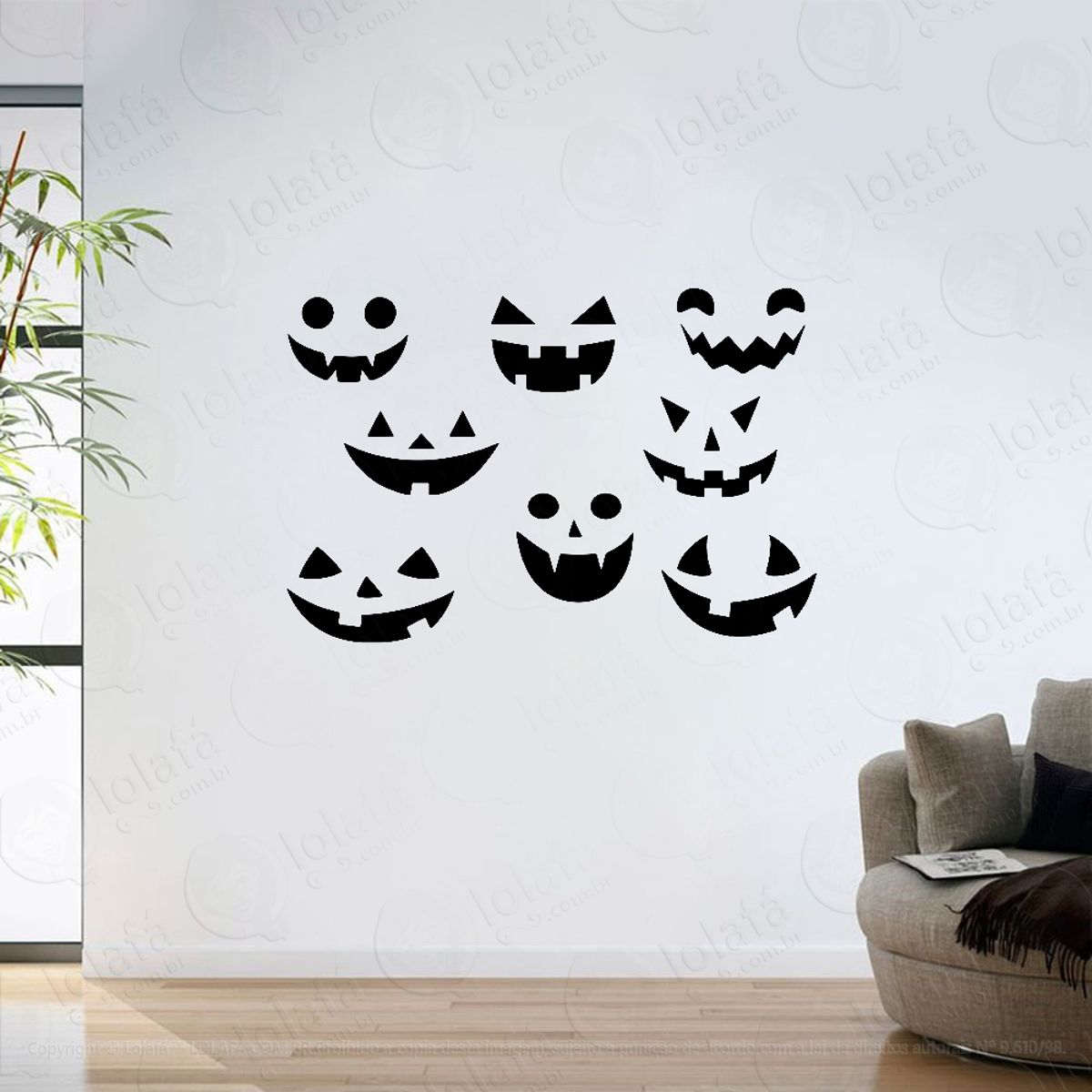 Adesivo Parede Sala Caretas De Halloween Mod:6479