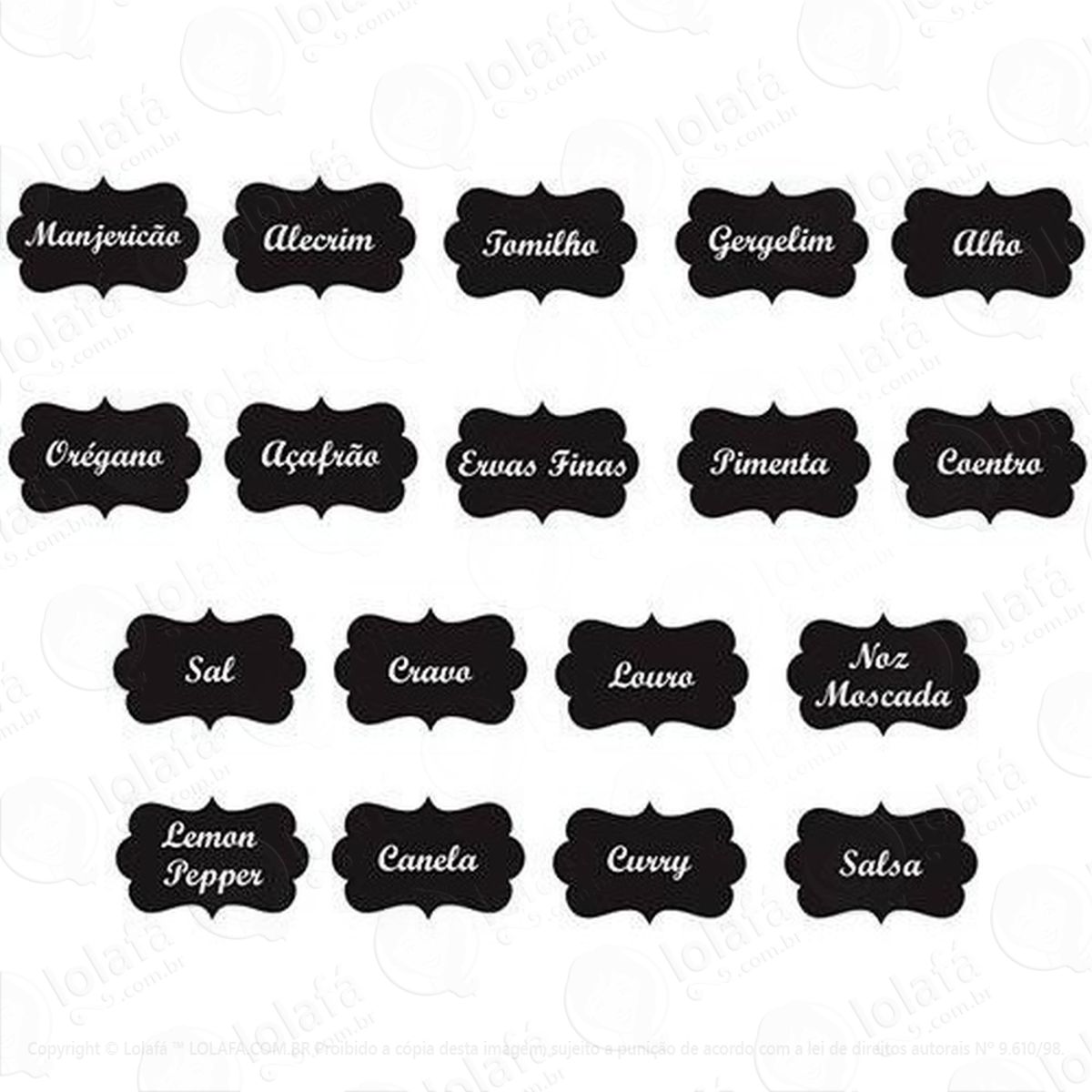 Adesivo Identificador De Temperos Kit Com 18 Unids Cozinha Mod:6494
