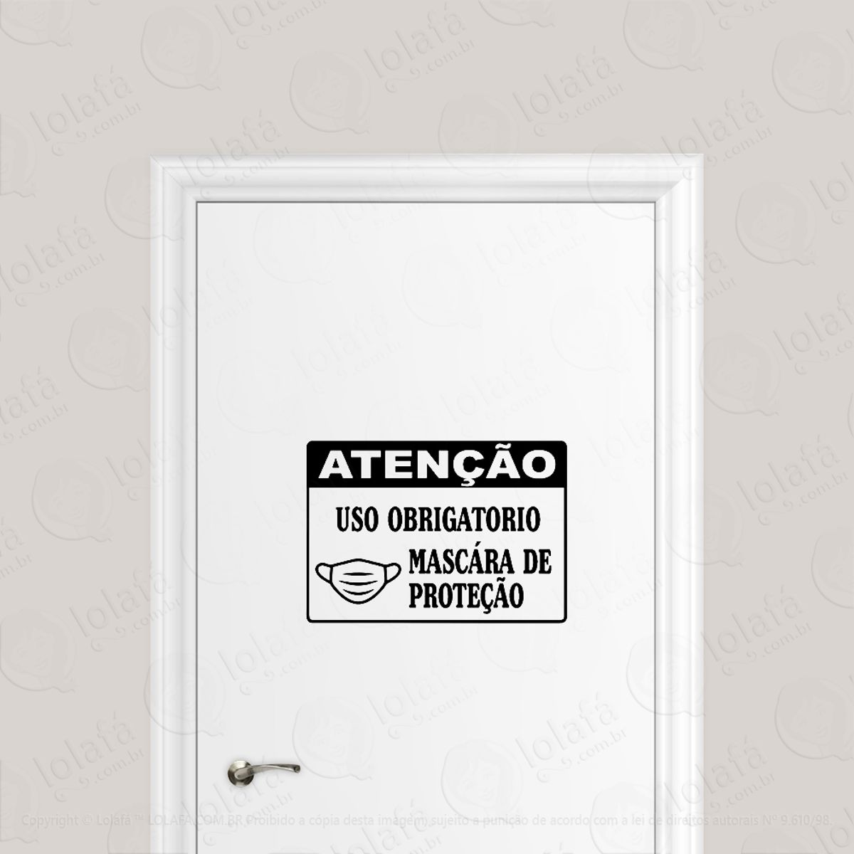 Adesivo Porta Parede Comércio Obrigatório Máscara Proteção Mod:6504