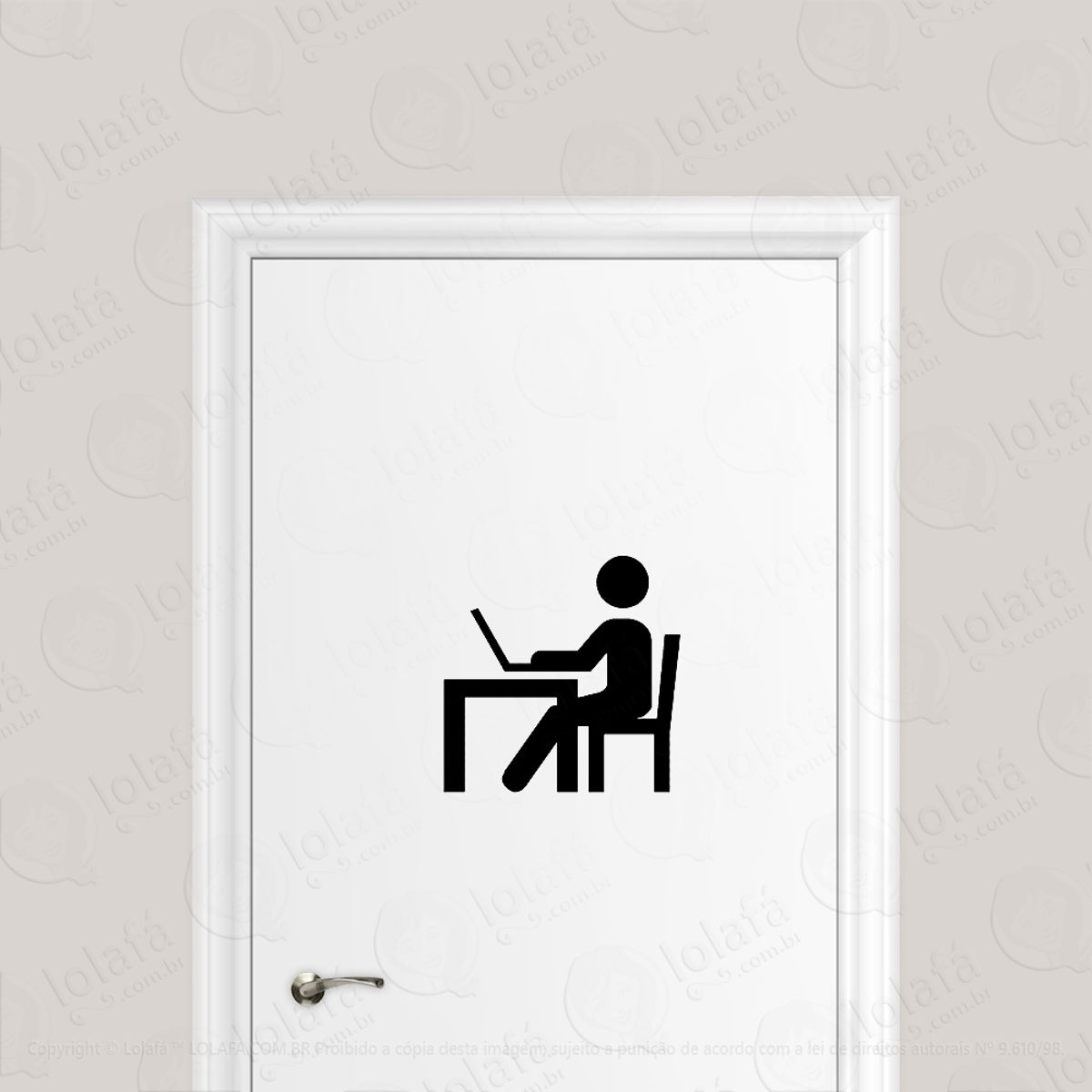 Adesivo Para Porta Working At Home Office Laptop Mod:6507