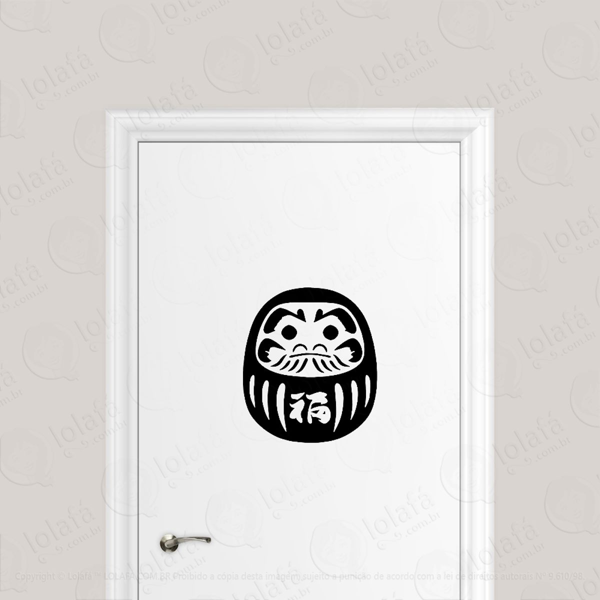 Adesivo Para Porta Daruma Zen Budismo Mod:6523