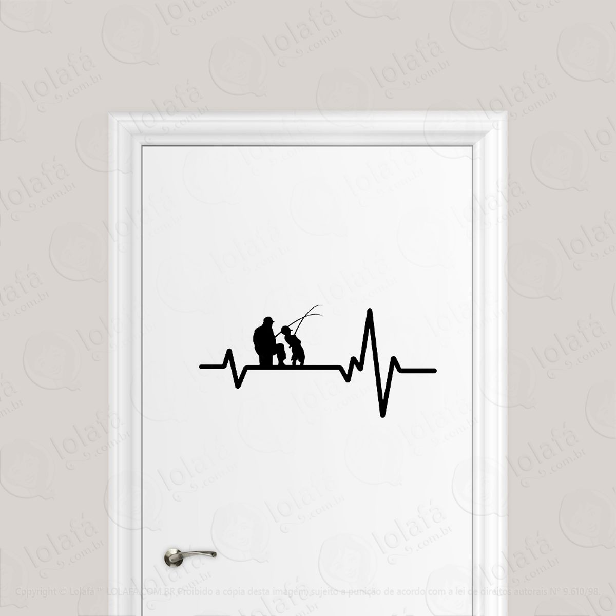 Adesivo Para Porta Pai E Filho Pescando Batimento Mod:6538