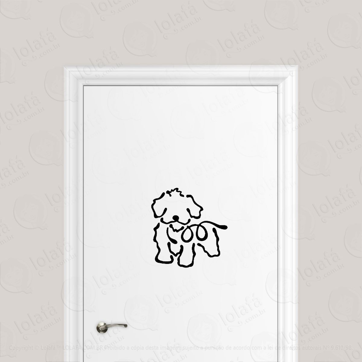 Adesivo Para Porta Cachorro Maltês Em Linhas Mod:6560