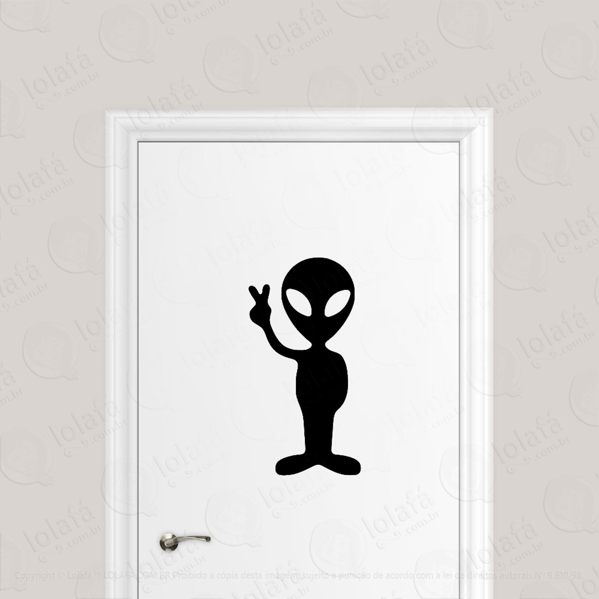 Adesivo Para Porta Alienígena Paz E Amor Mod:6565