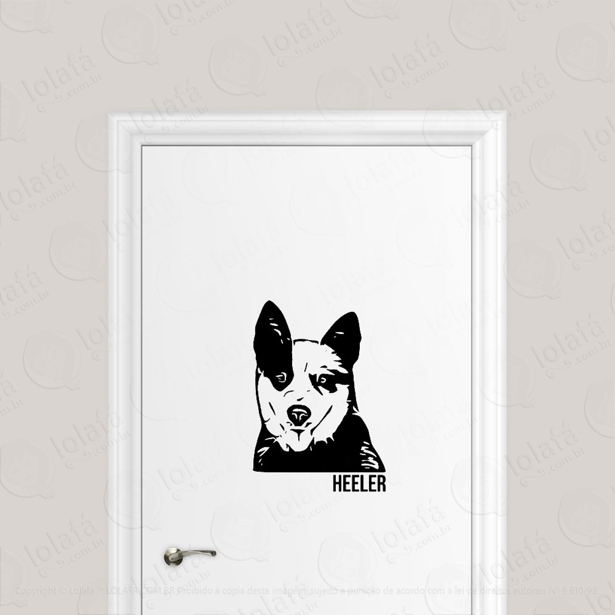 Adesivo Para Porta Blue Red Heeler Boiadeiro Australiano Mod:6575
