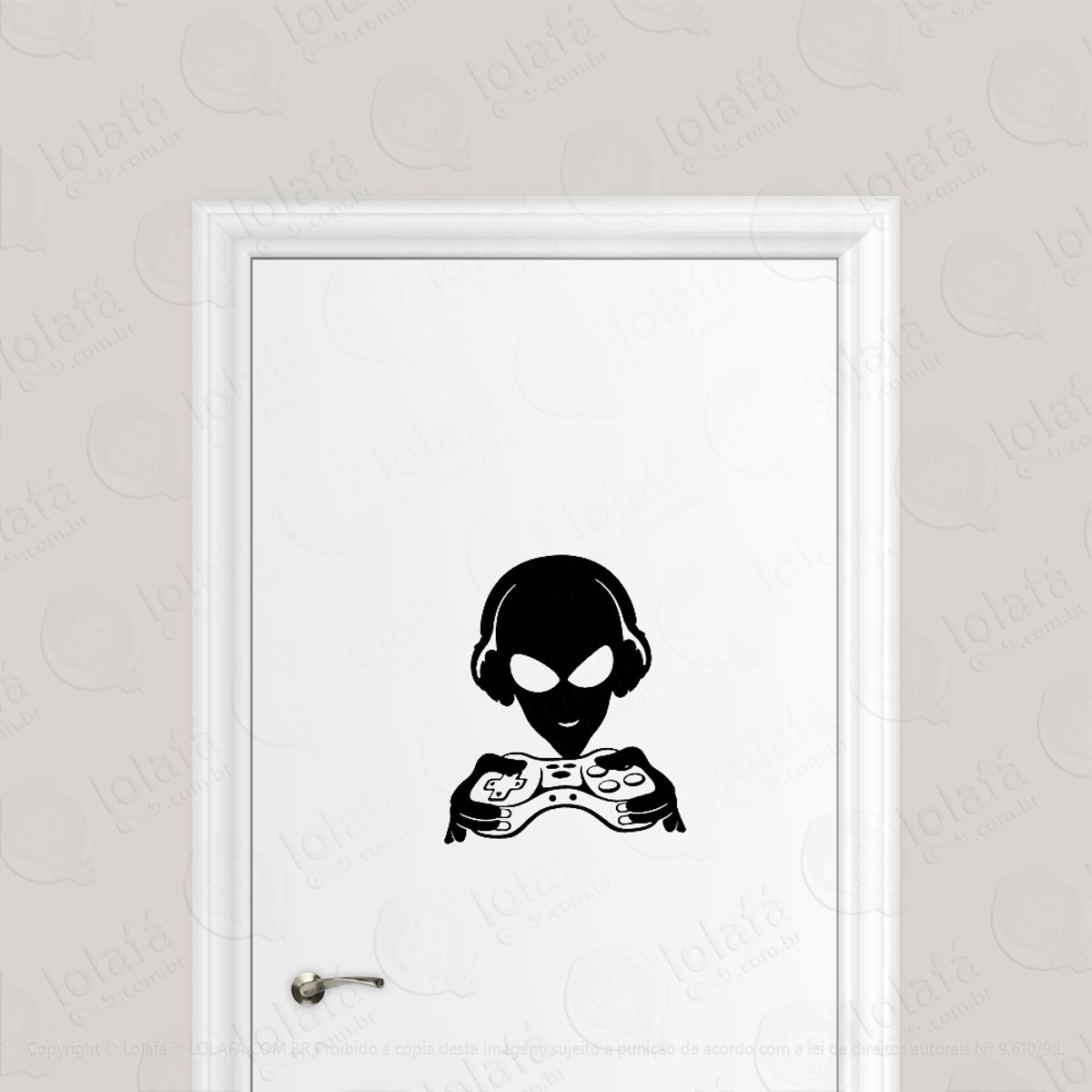 Adesivo Para Porta Alien Gamer Extra Terrestre Mod:6579