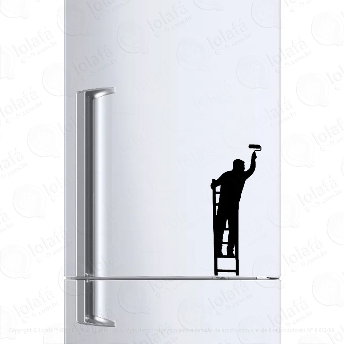 Adesivo Para Geladeira Pintor Na Escada Profissão Mod:6581