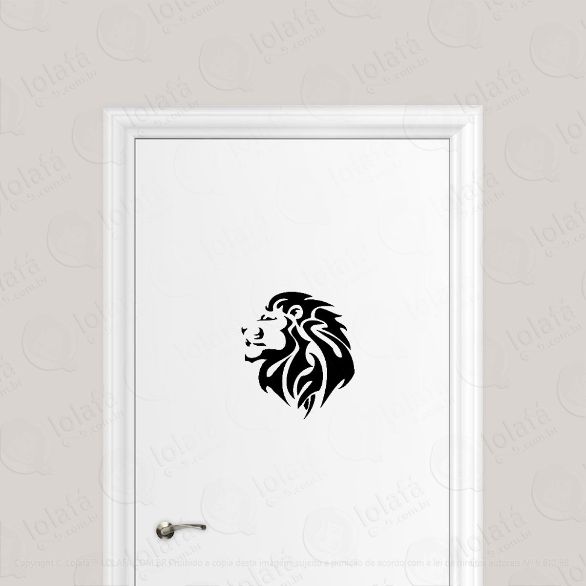 Adesivo Para Porta Rosto Leão Tribal Mod:6582