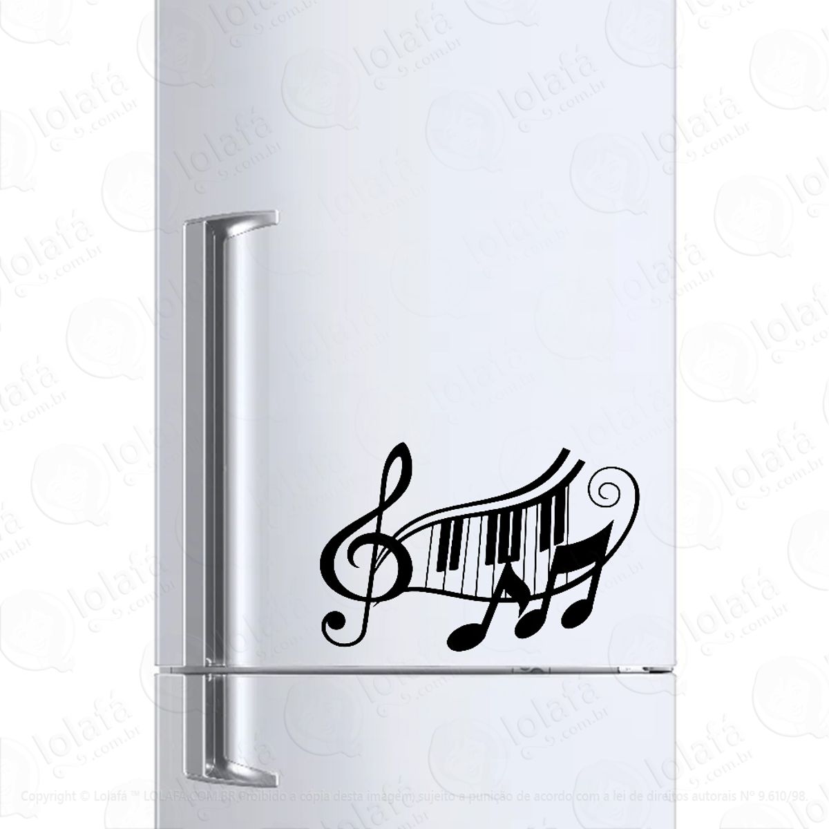 Adesivo Para Geladeira Piano Clave De Sol Música E Notas Mod:6595