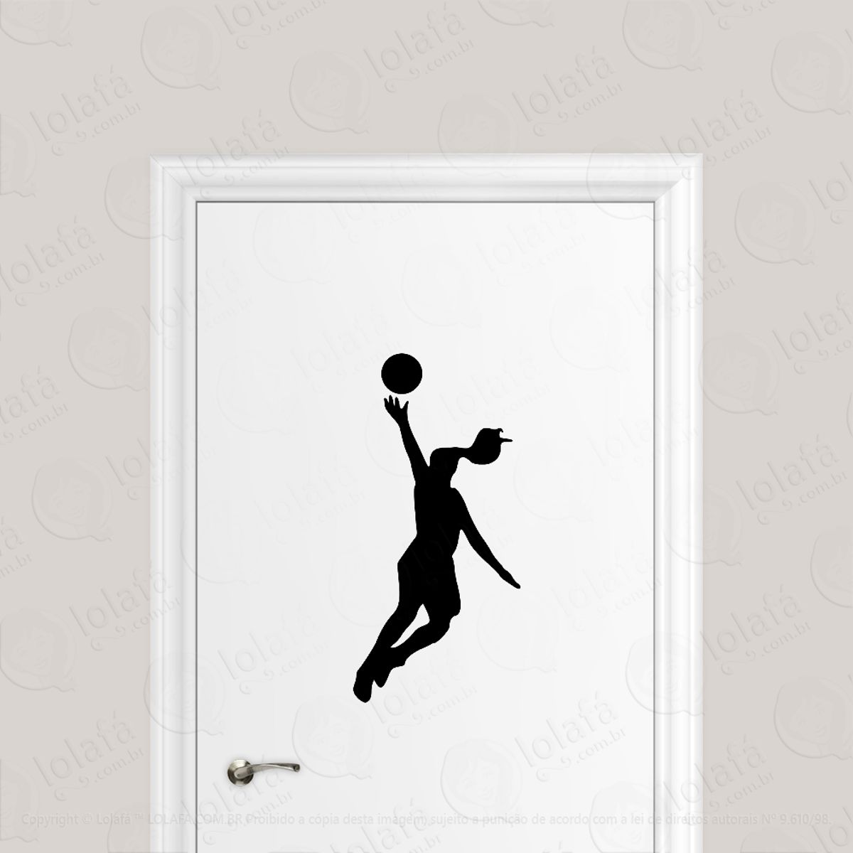 Adesivo Para Porta Mulher Jogando Basquete Mod:6597