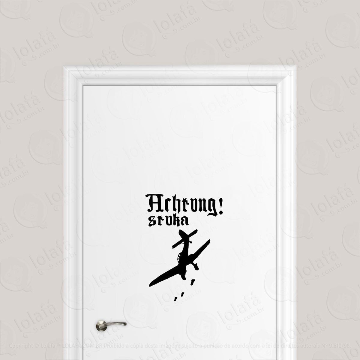 Adesivo Para Porta Achtung! Stuka Bombardeiro Alemão Ww2 Mod:6609
