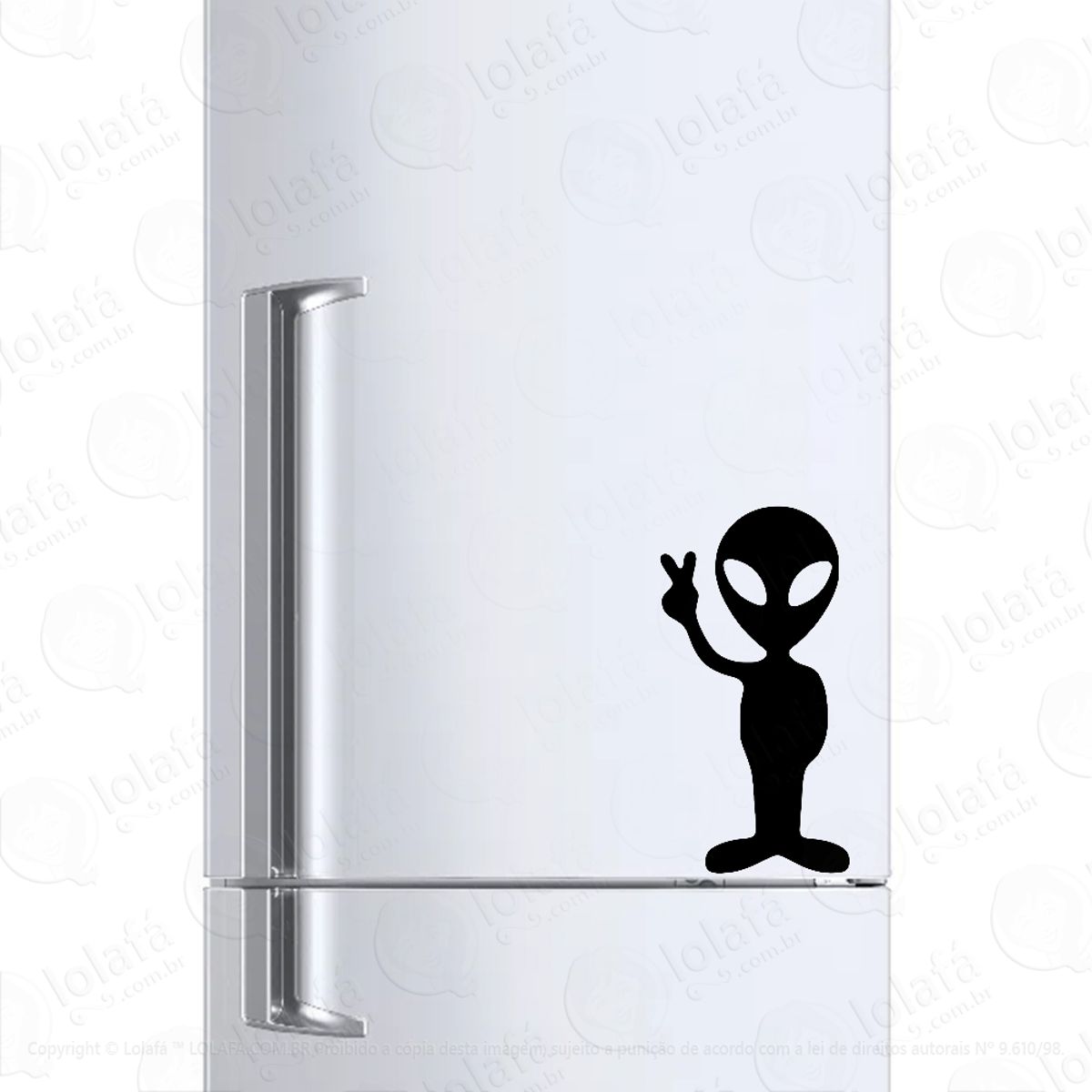 Adesivo Para Geladeira Alienígena Paz E Amor Mod:6632